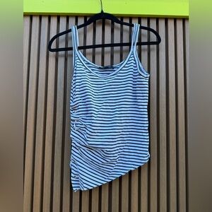All Saints Black and White Striped Tank Top